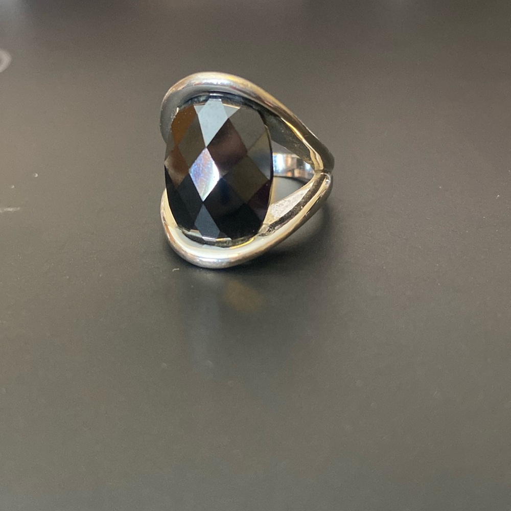 Swarovski silver toned black gem ring size 7 - Picture 13 of 13
